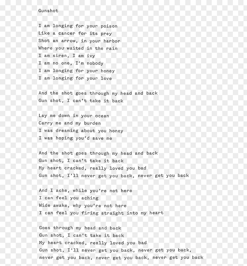 Gunshot MetroLyrics Song I Never Learn PNG