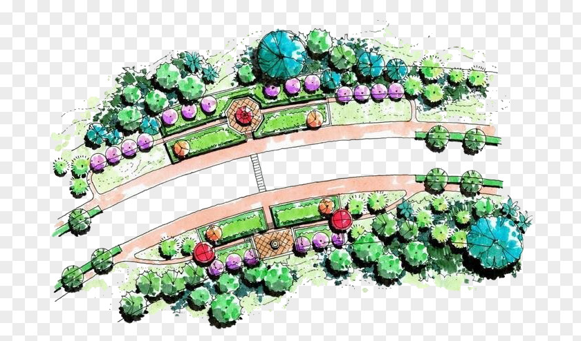 Hand-painted Park Plan PNG