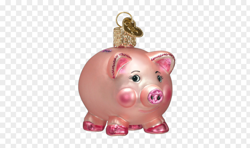 Piggy Bank Christmas Ornament Glass PNG