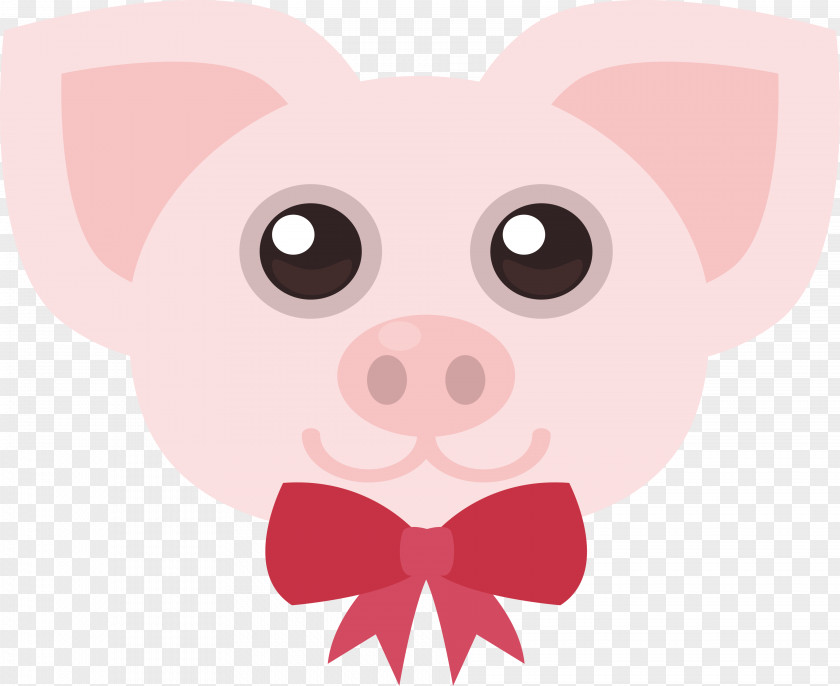 Pink Pig With A Bow Tie Domestic PNG