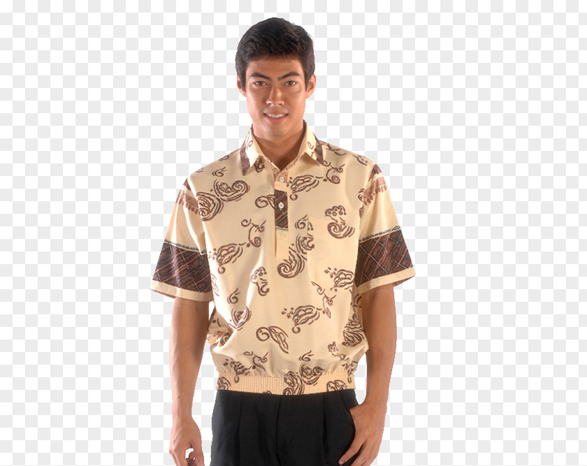 Beige T-shirt Sleeve Polo Shirt Shoulder Button PNG