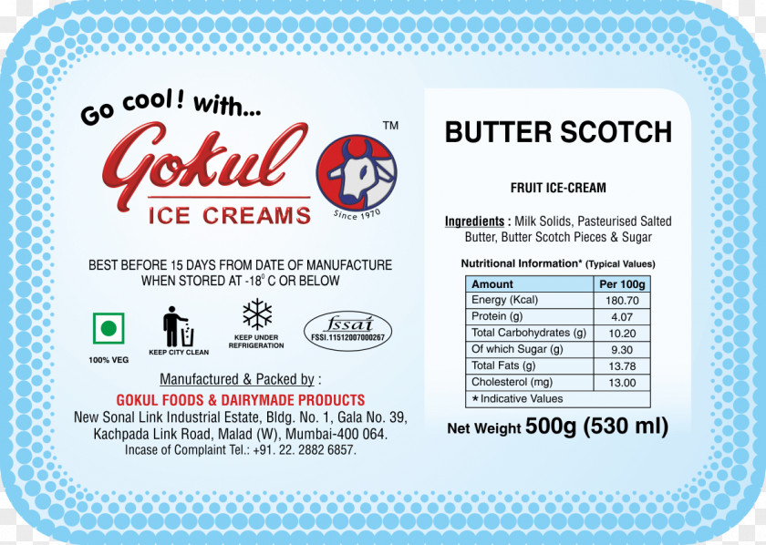 Kaju Kismis Ice Cream Kulfi Milk Nutrition Facts Label Food PNG