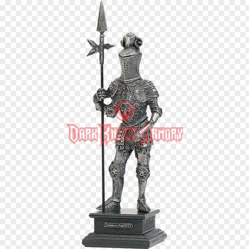 Knight Statue Figurine Halberd Pewter PNG