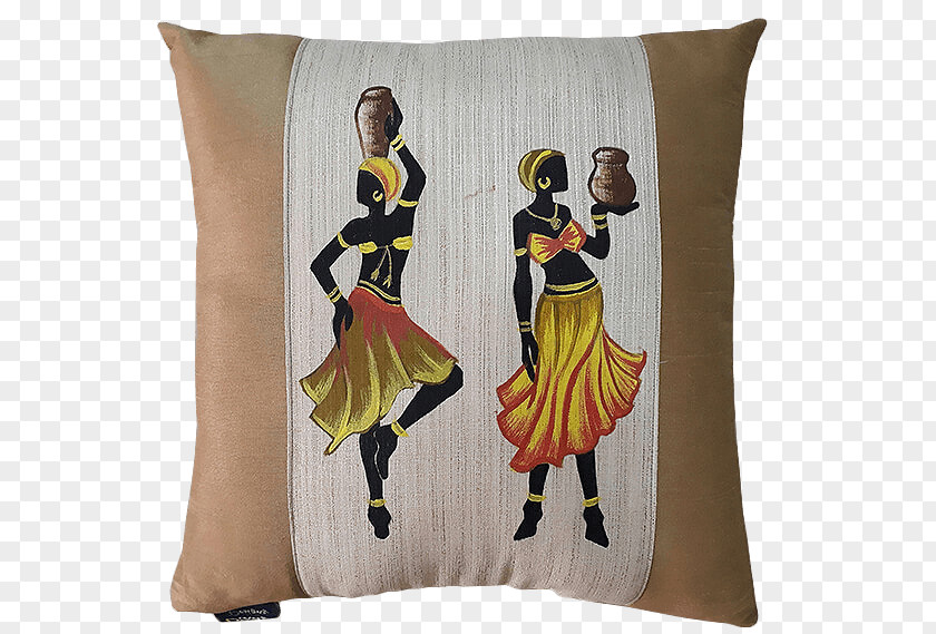 Hand-painted Woman Cushion Throw Pillows Textile Polyester PNG