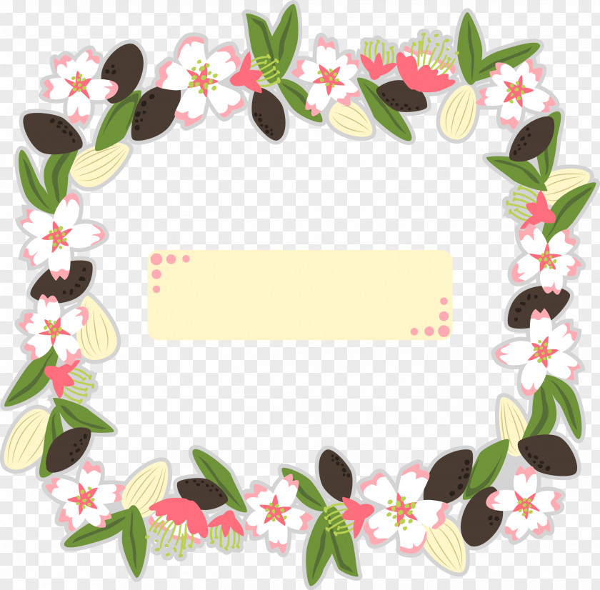 Vector Creative Floral White Frame Flower Wreath PNG