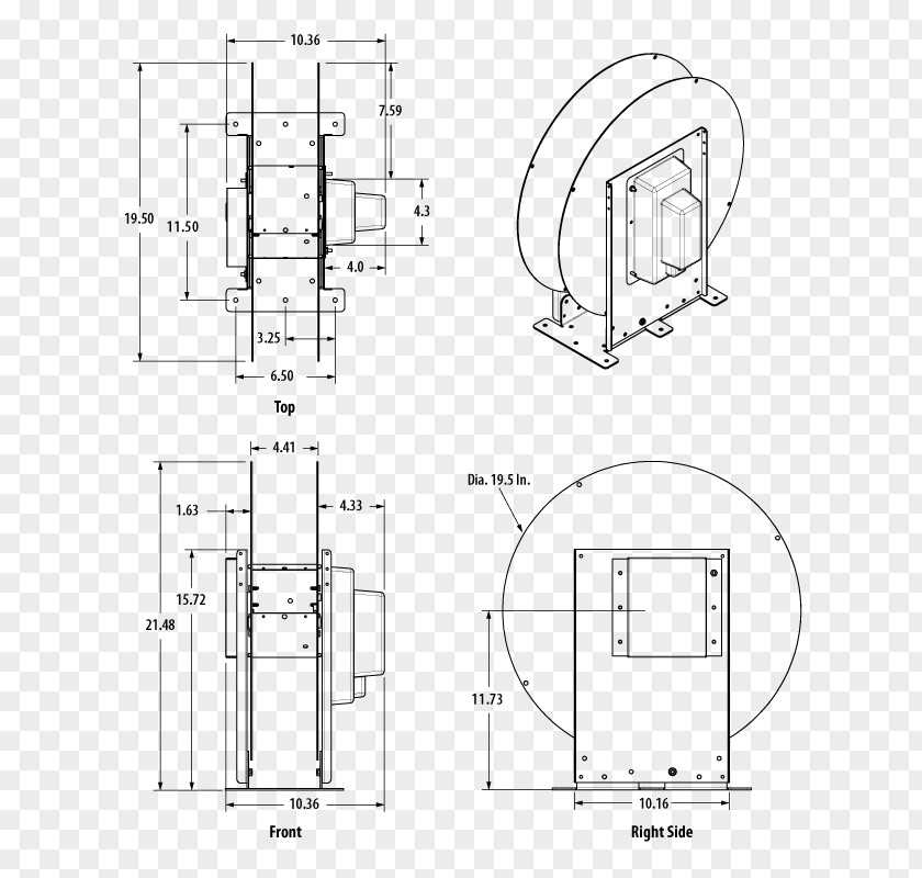 Power Cable Reel Technical Drawing Diagram Floor Plan PNG