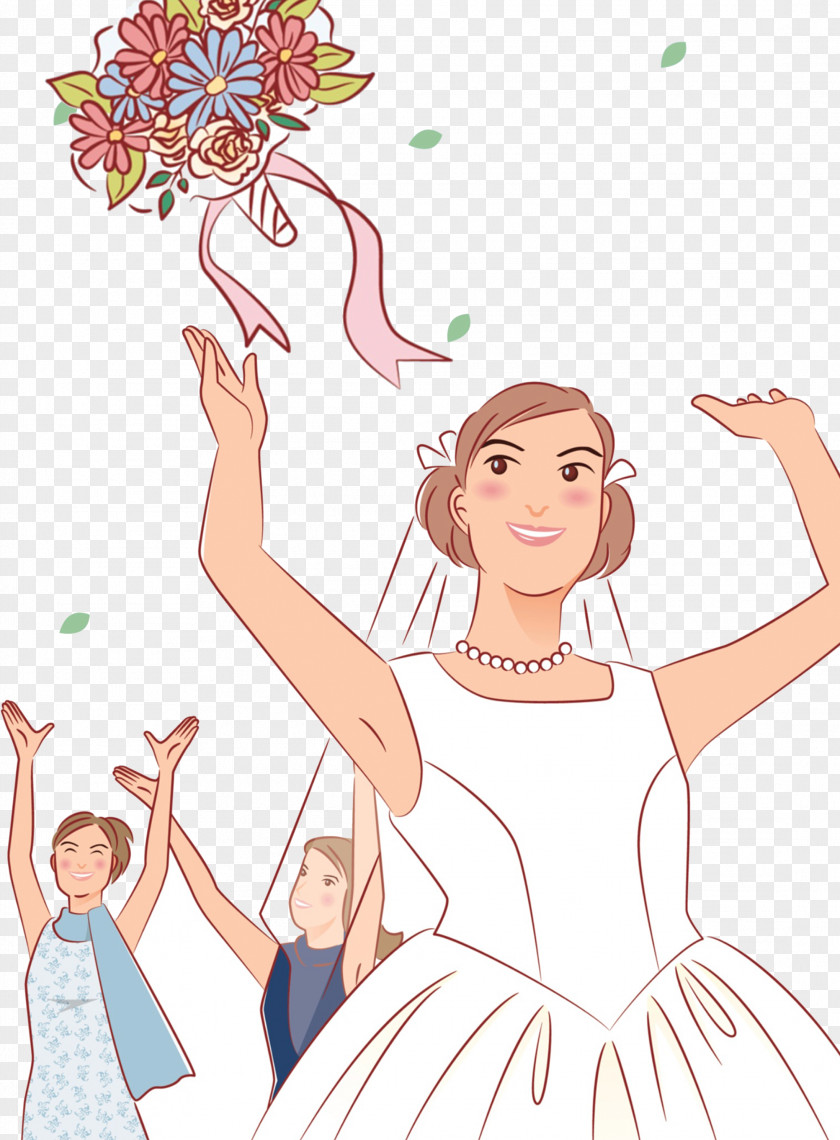 Wedding Bride Throwing The Ball Photography Illustration PNG