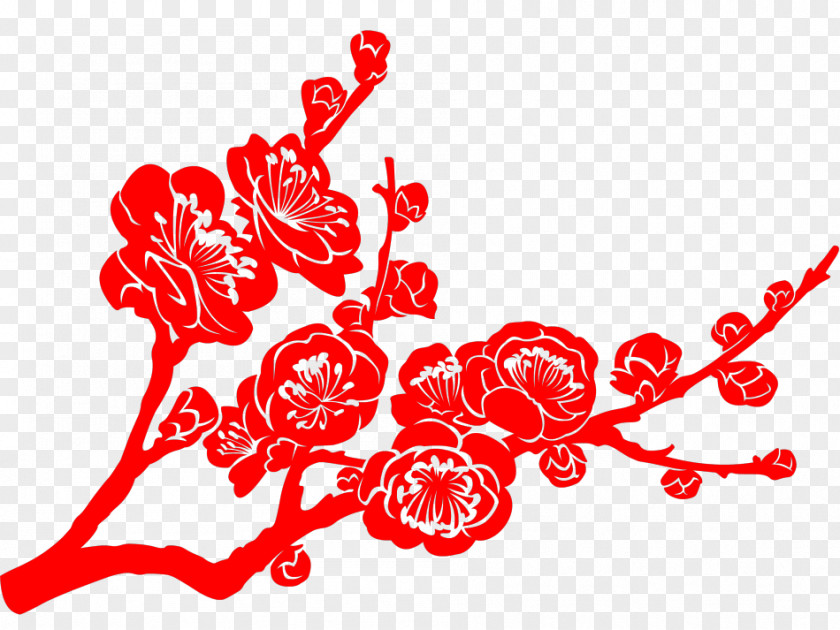 Papercutting Art Plum Blossom Clip PNG