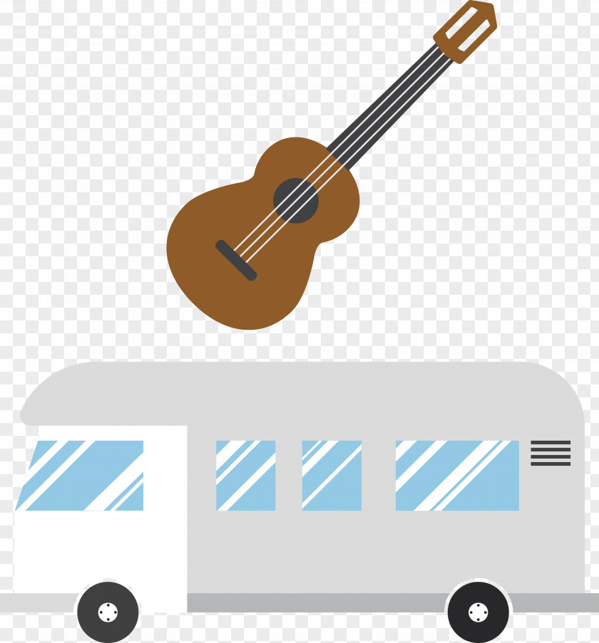 Vector Material Bus Classical Guitar Graphic Design PNG