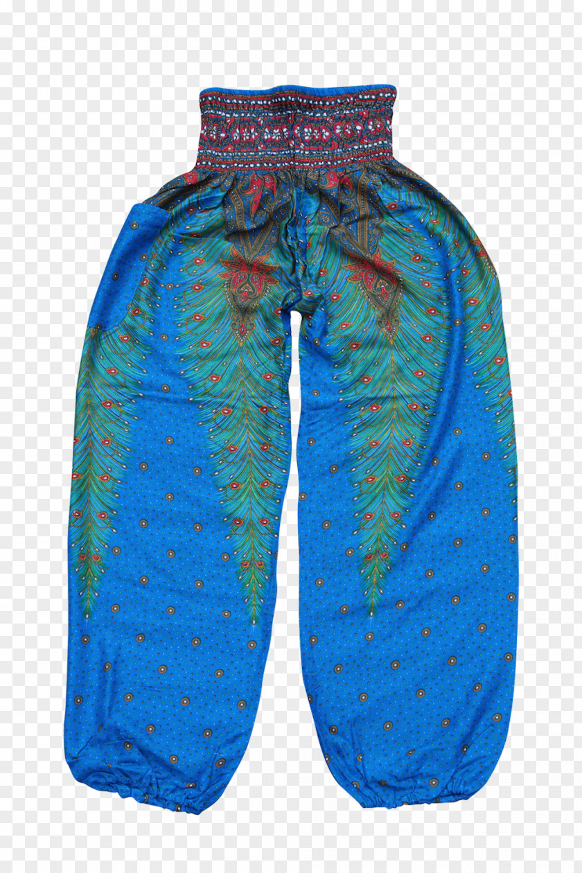 Blue Peacock Harem Pants Yoga Bohemianism PNG