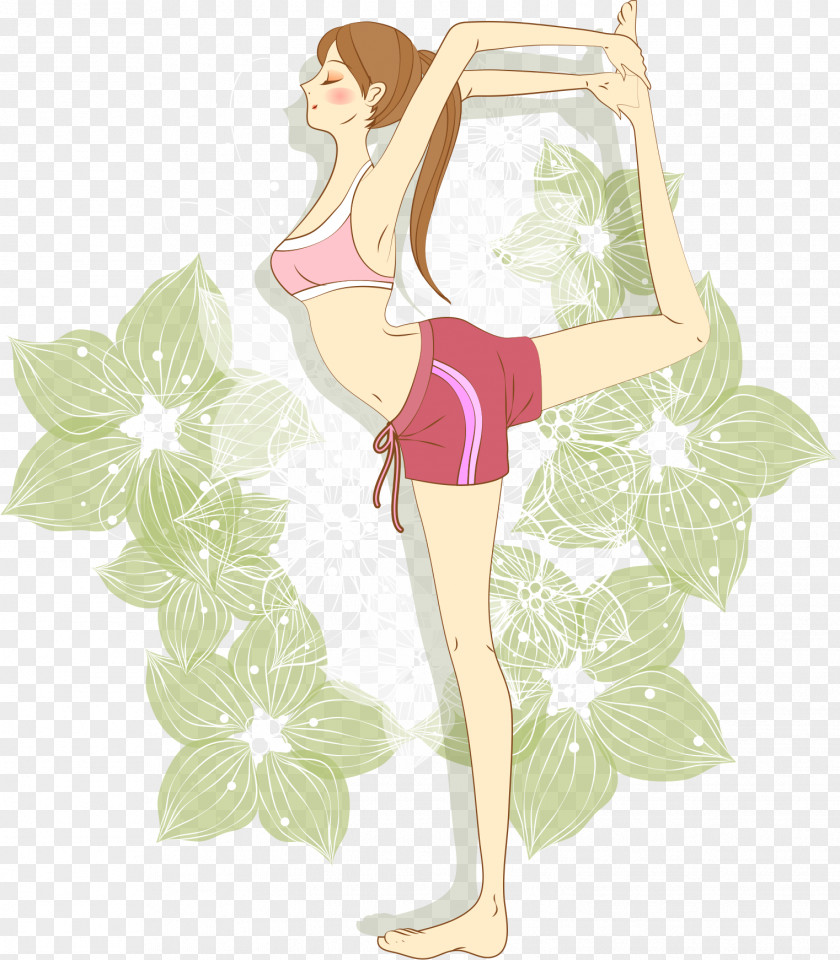 Cartoon Girl! Yoga Physical Exercise Fitness Centre Drawing PNG
