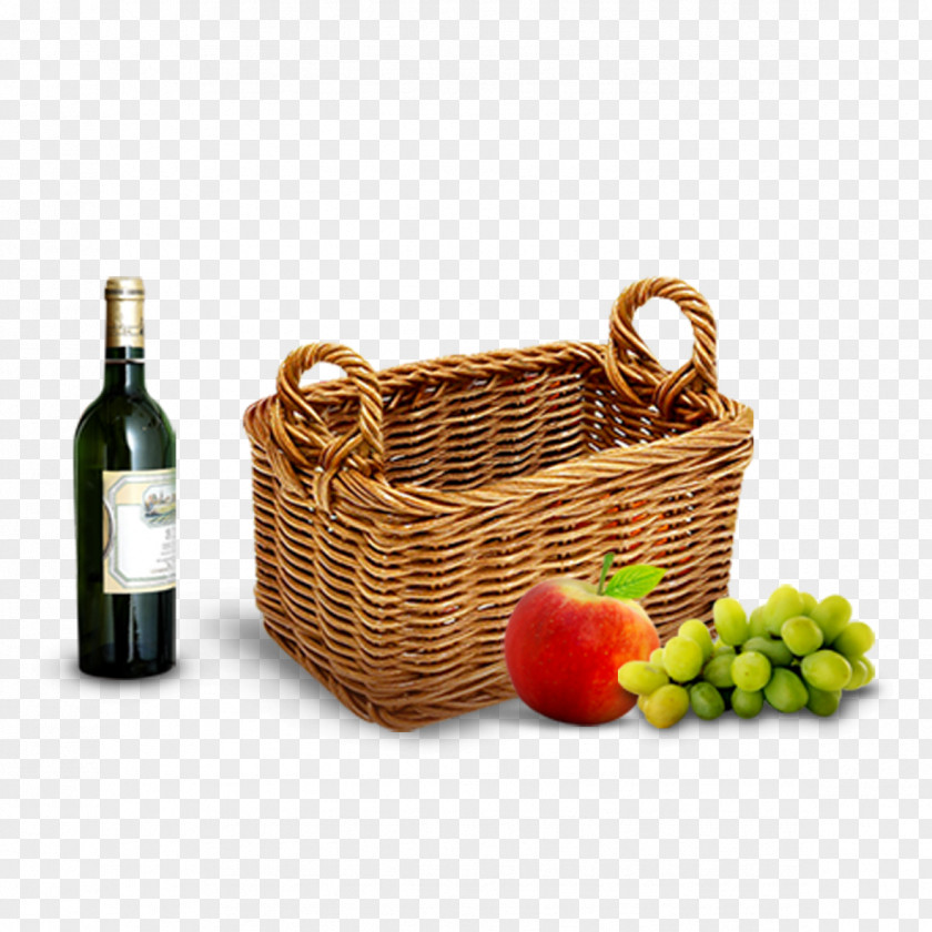 Picnic Basket And Wine Red Hamper PNG