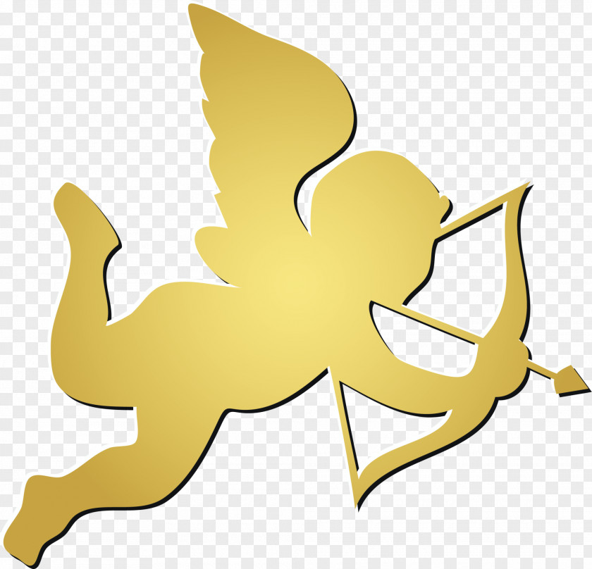 Golden Simple Cupid Archery Clip Art PNG