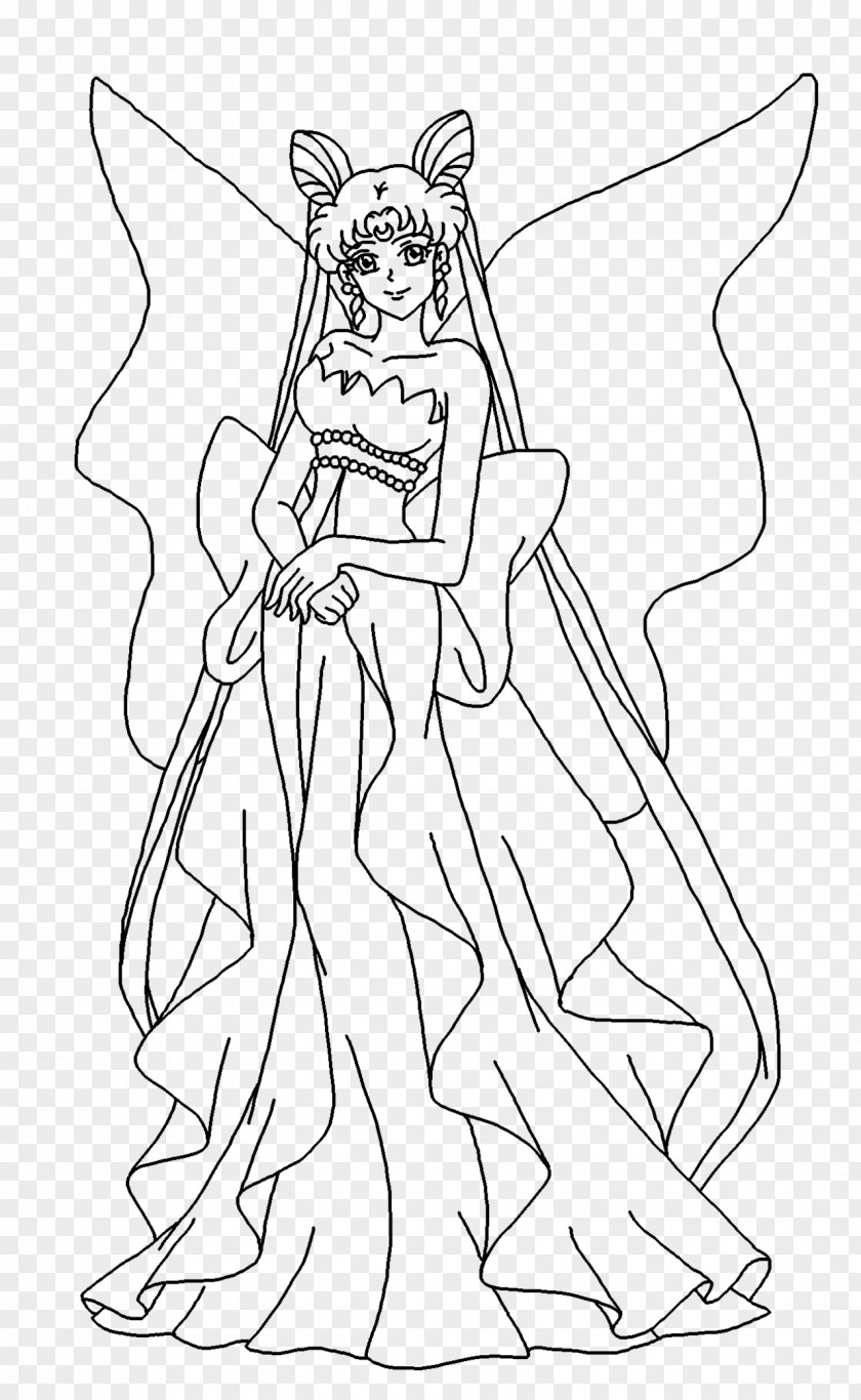Sailor Moon Queen Serenity Chibiusa Line Art Drawing PNG