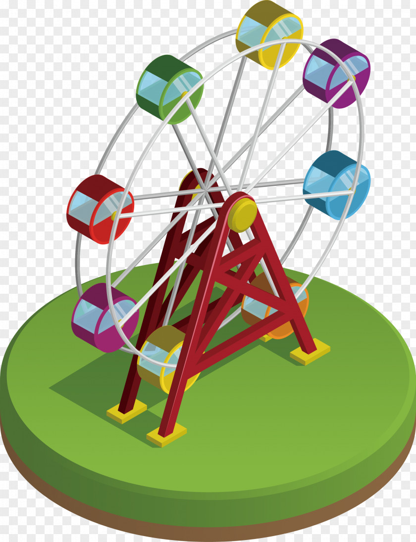 Vector Color Ferris Wheel Clip Art PNG