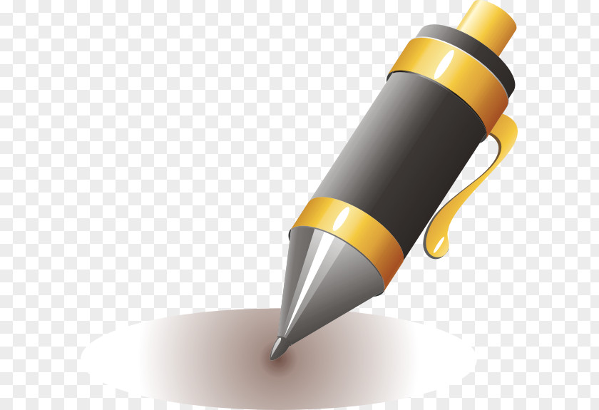 Black And Yellow Ballpoint Pen Stationery PNG