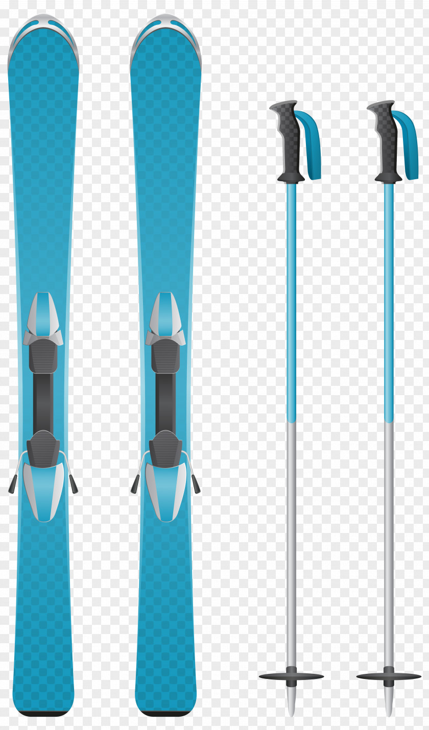Blue Skis Clipart Image Skiing Ski Pole Cross PNG