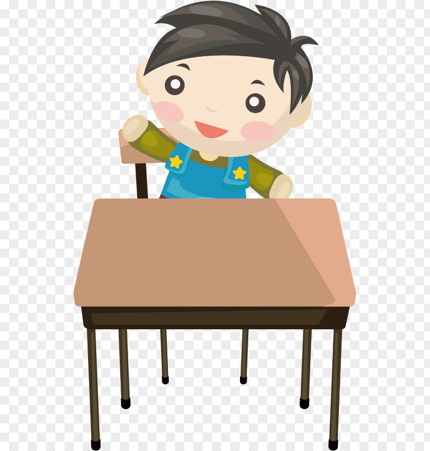 Vector School Boy Table Student Clip Art PNG