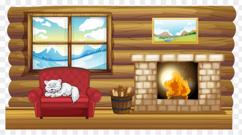 Wood Cabin Royalty-free Fireplace Stock Photography Illustration PNG