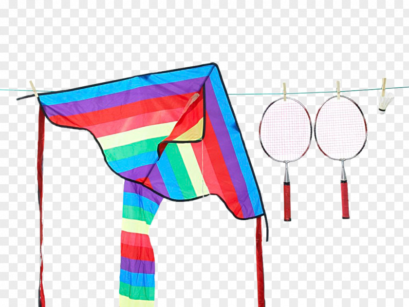 Hand-painted Kite Badminton Badmintonracket Shuttlecock Stock Photography PNG
