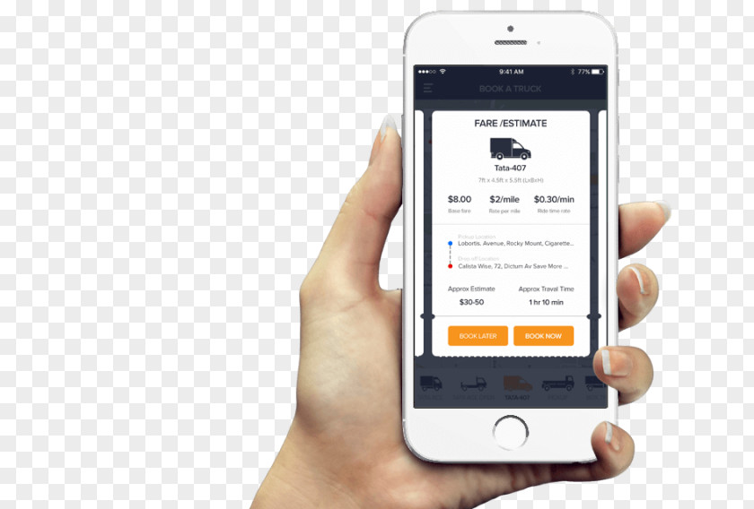 Moving Truck Car Rental Taxi Vehicle Mobile App Development PNG