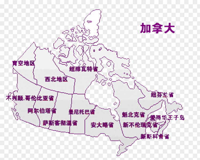 Purple Lines Canada Map PNG