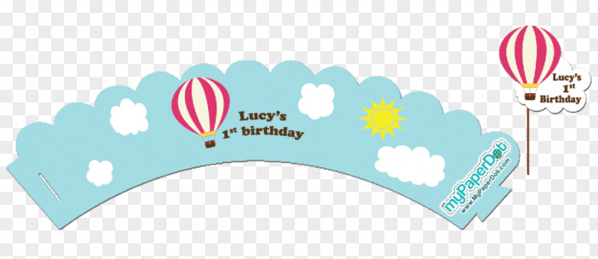 Cupcake Wrapper Hot Air Balloon Birthday Party PNG