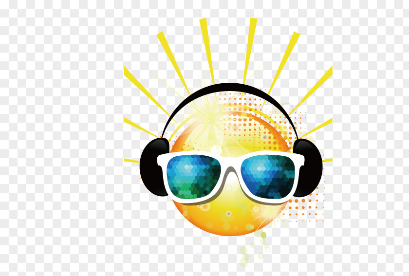 Sun Wearing Sunglasses Songs Designer Cartoon PNG