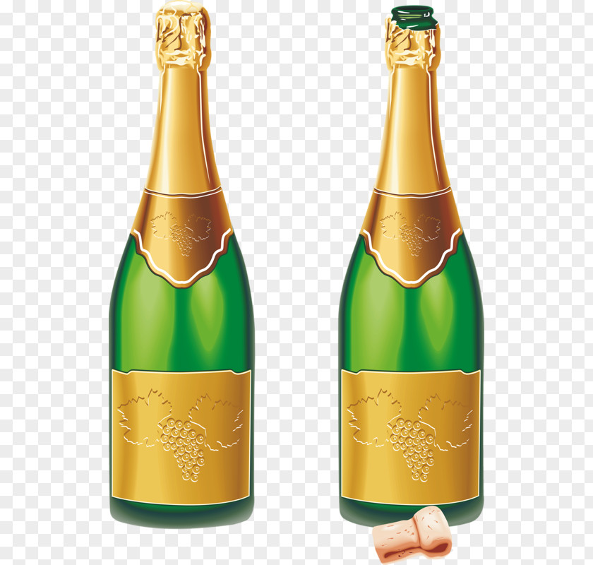 Two Bottles Of Champagne Wine Fizz Bottle Clip Art PNG