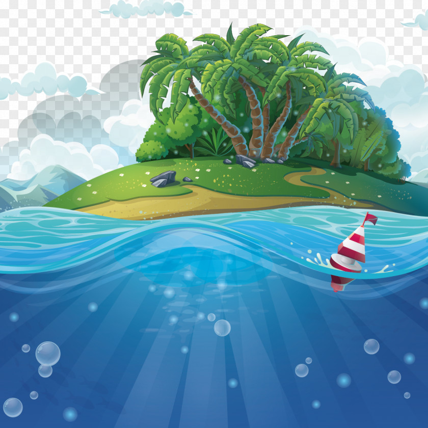 Vast Island Cartoon Royalty-free Underwater Illustration PNG