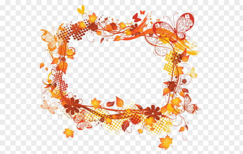 Autumn Leaves Border Picture Frame Clip Art PNG