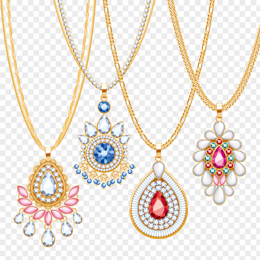 Fantasy Gold Necklace Vector Material Jewellery Chain Pendant PNG