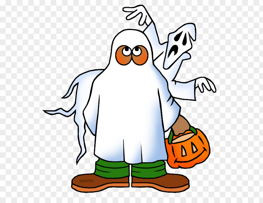 Pleased Bird Halloween Ghost Cartoon PNG
