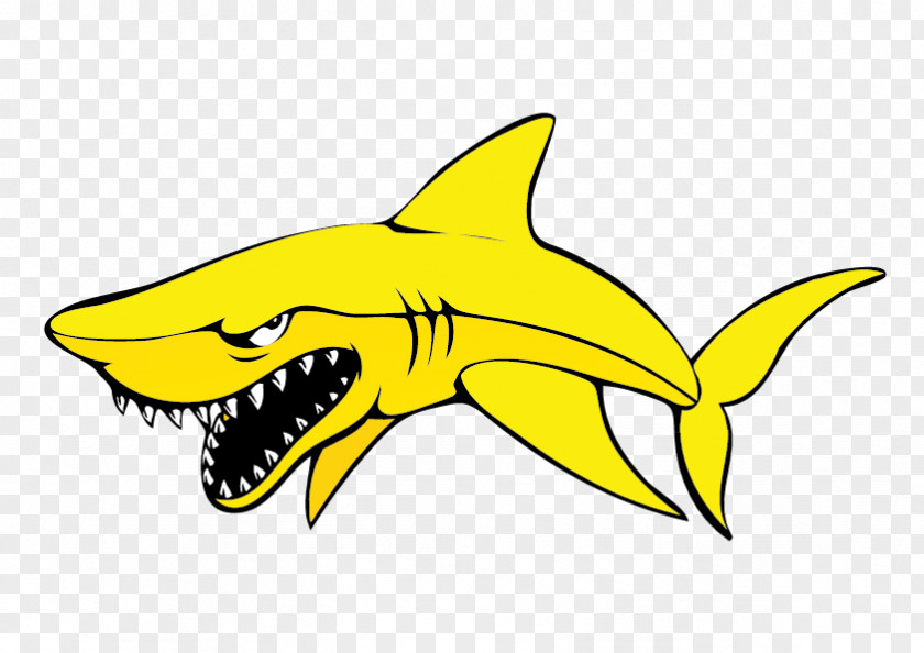 Vector Yellow Shark Great White Finning Clip Art PNG