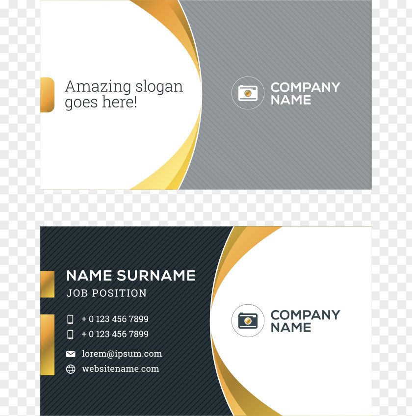 Vector Black And Yellow Business Card Curve Printing Logo Visiting PNG