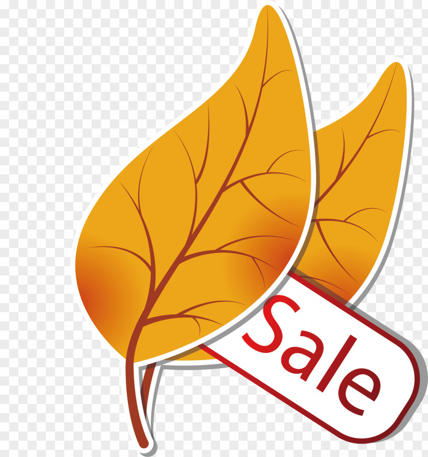 Yellow Leaves Sales Tag Elements Leaf Autumn Clip Art PNG