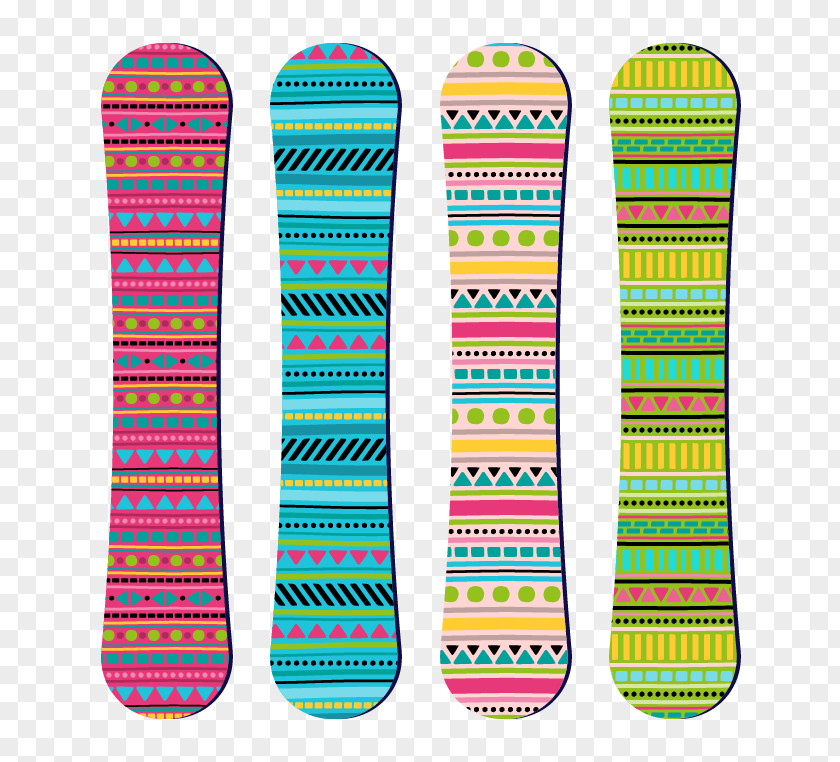 Colored Geometric Blocks Of Color Snowboard Skiing Winter Sport PNG