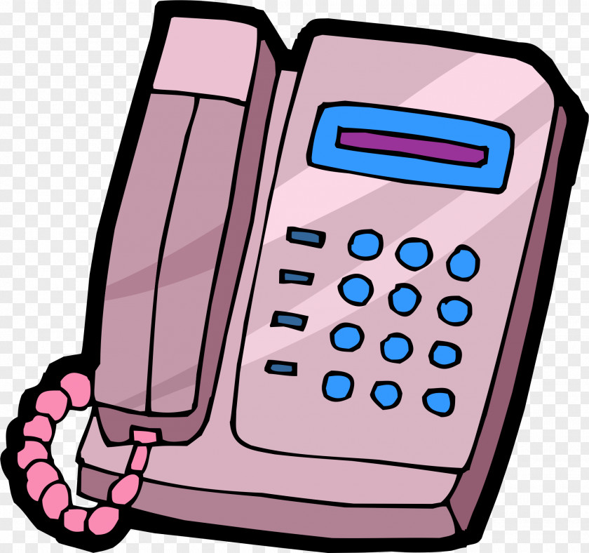Pink Phone Telephone Cartoon PNG
