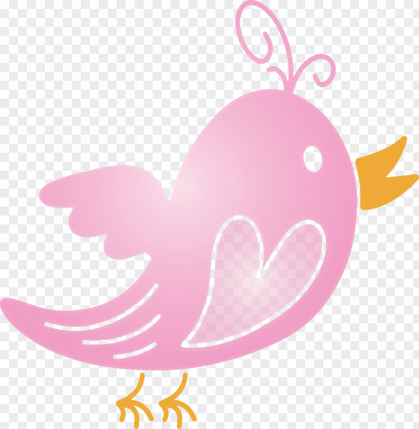 Pink Wing Heart Bird PNG