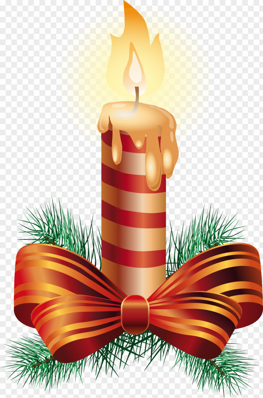 Vector Christmas Candle Ornament Illustration PNG