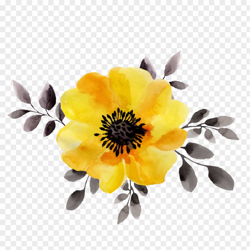 Yellow Flowers Flower Watercolor Painting Stock Illustration PNG