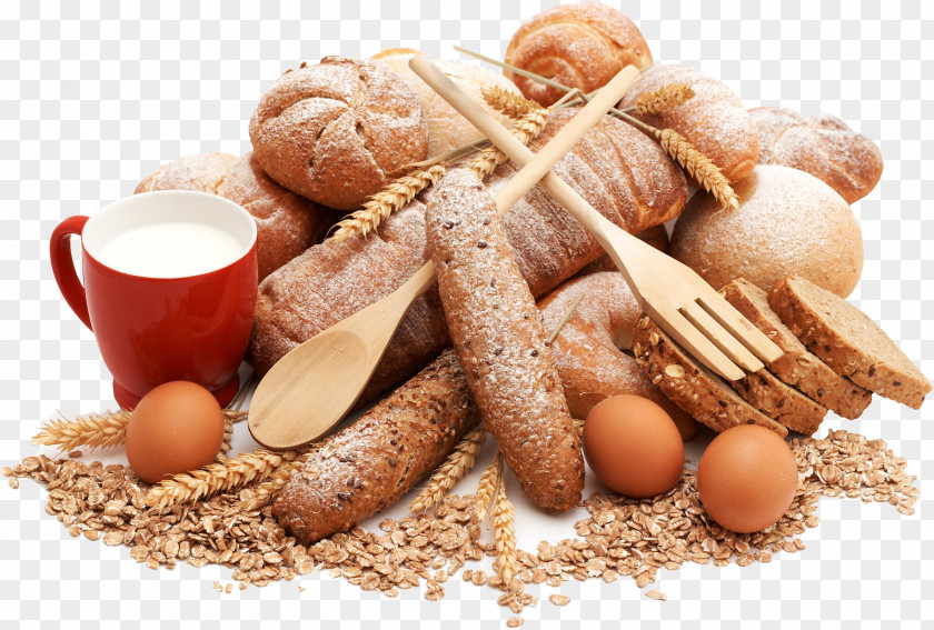 All Kinds Of Bread Milk Eggs Bakery Carbohydrate Food Pastry PNG