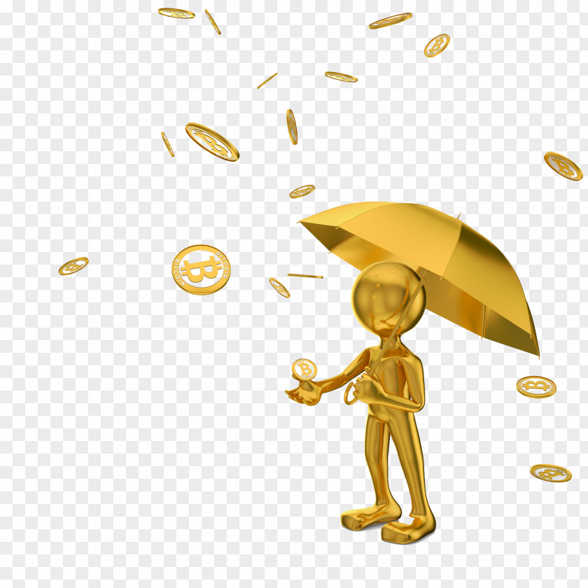 Gold Umbrella Rain Money Coin PNG