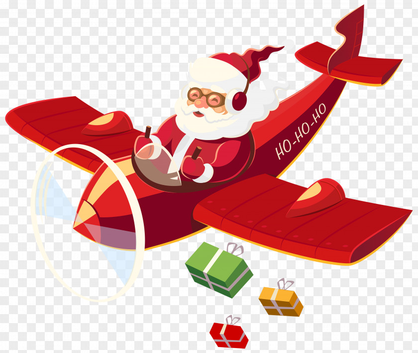 Santa Claus Airplane Reindeer Clip Art PNG
