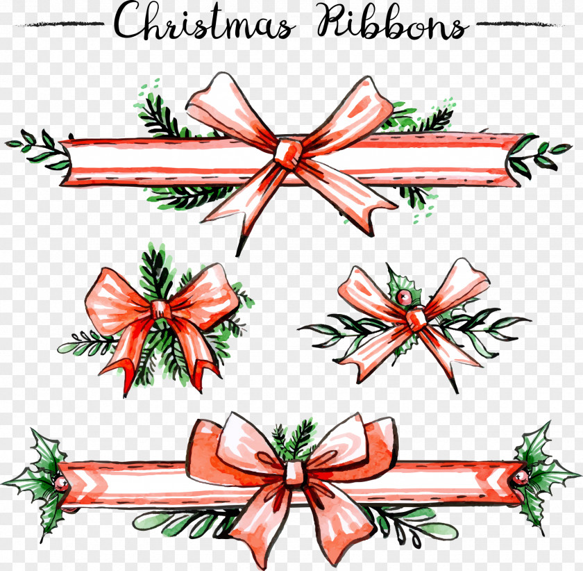 Vector Colored Ribbon Bow Euclidean Christmas Ornament PNG
