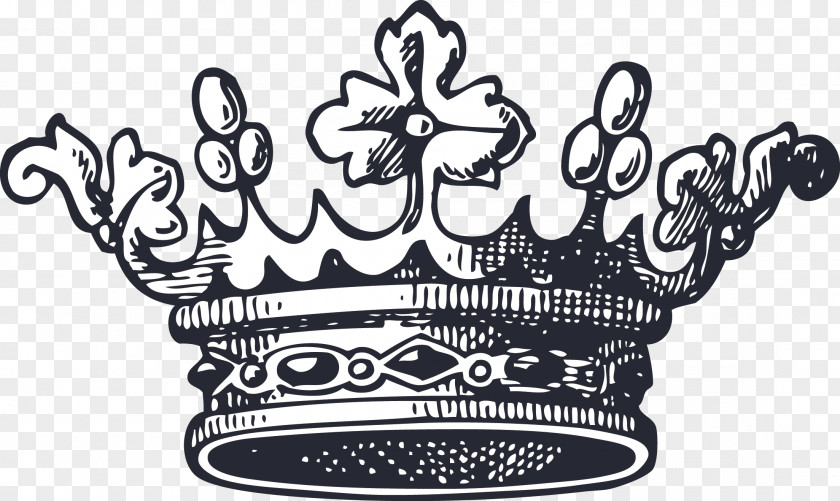Crown Vector Black And White Drawing PNG