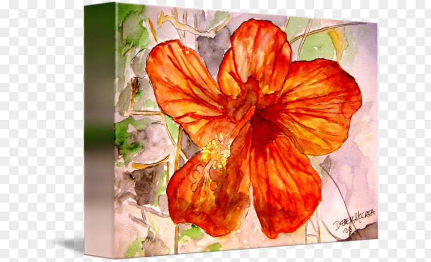 Painting Hibiscus Gallery Wrap Canvas Art PNG