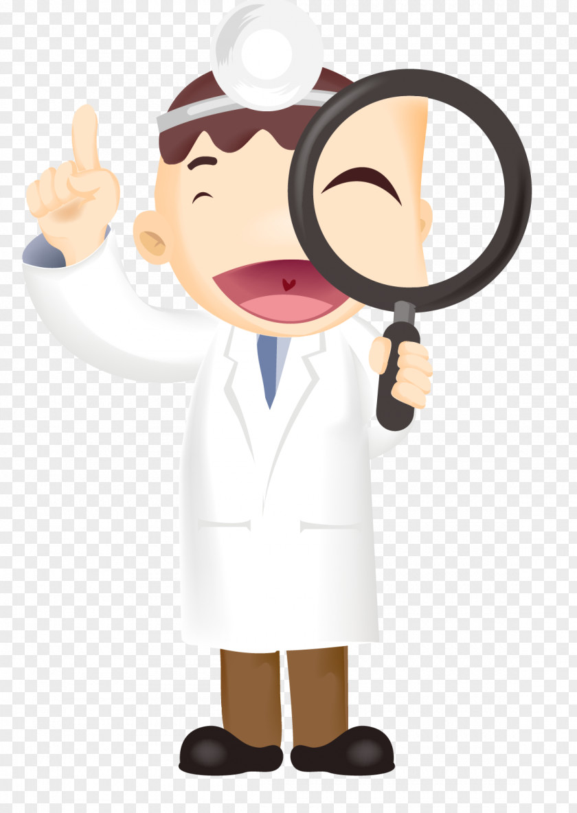 Cartoon Doctor Holding A Magnifying Glass Physician PNG