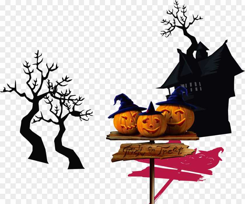 Crazy Halloween Vector Elements The Tree Jack-o'-lantern Party Trick-or-treating PNG