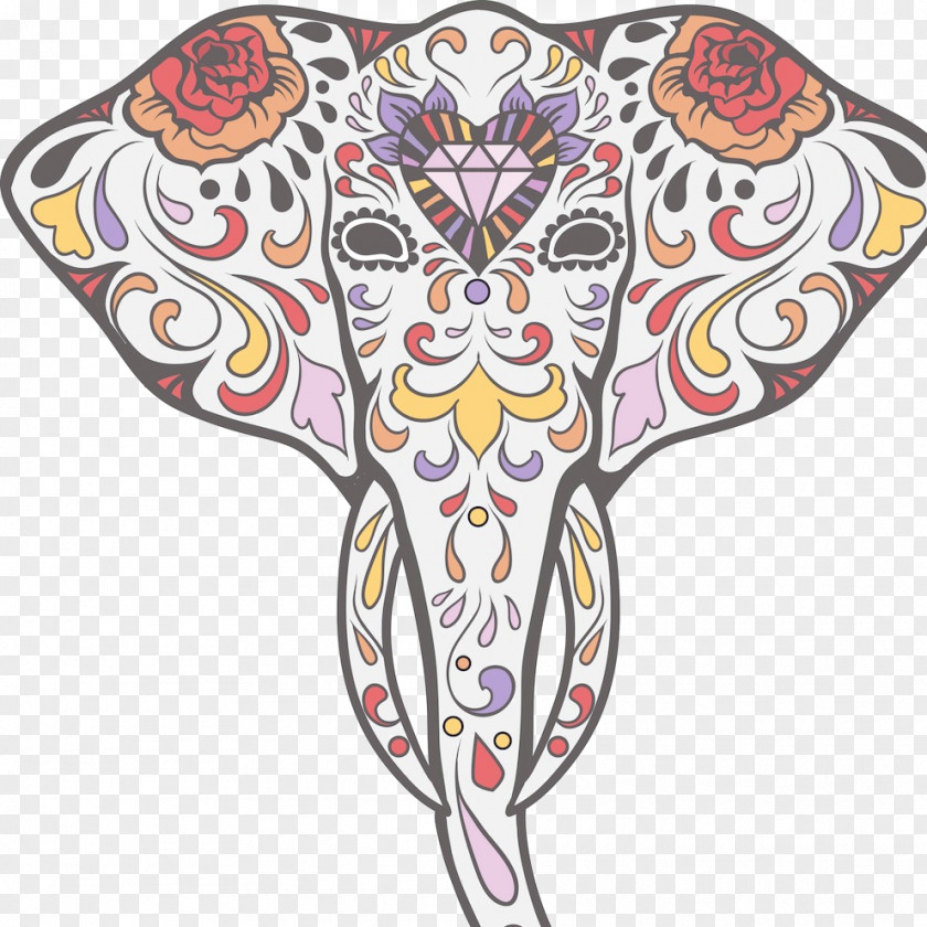 Elephant Calavera Day Of The Dead Skull Decal PNG